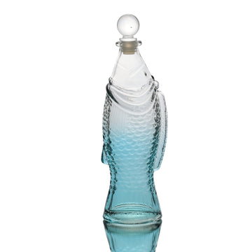 3Pcs 26cm Light Blue Glass Fish Shaped Decorative Bottles