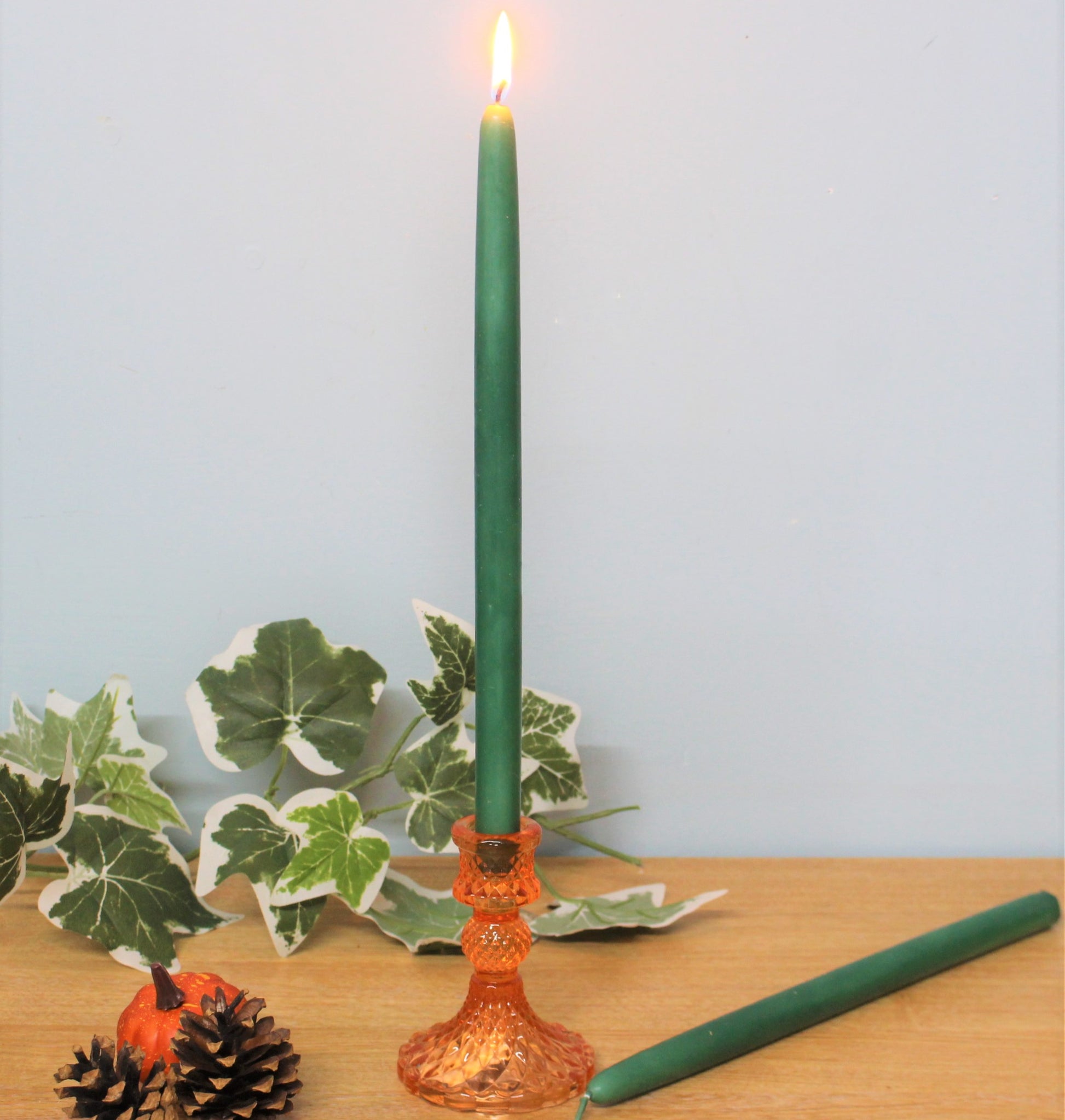 Pair of Tapered Green Dinner Candles