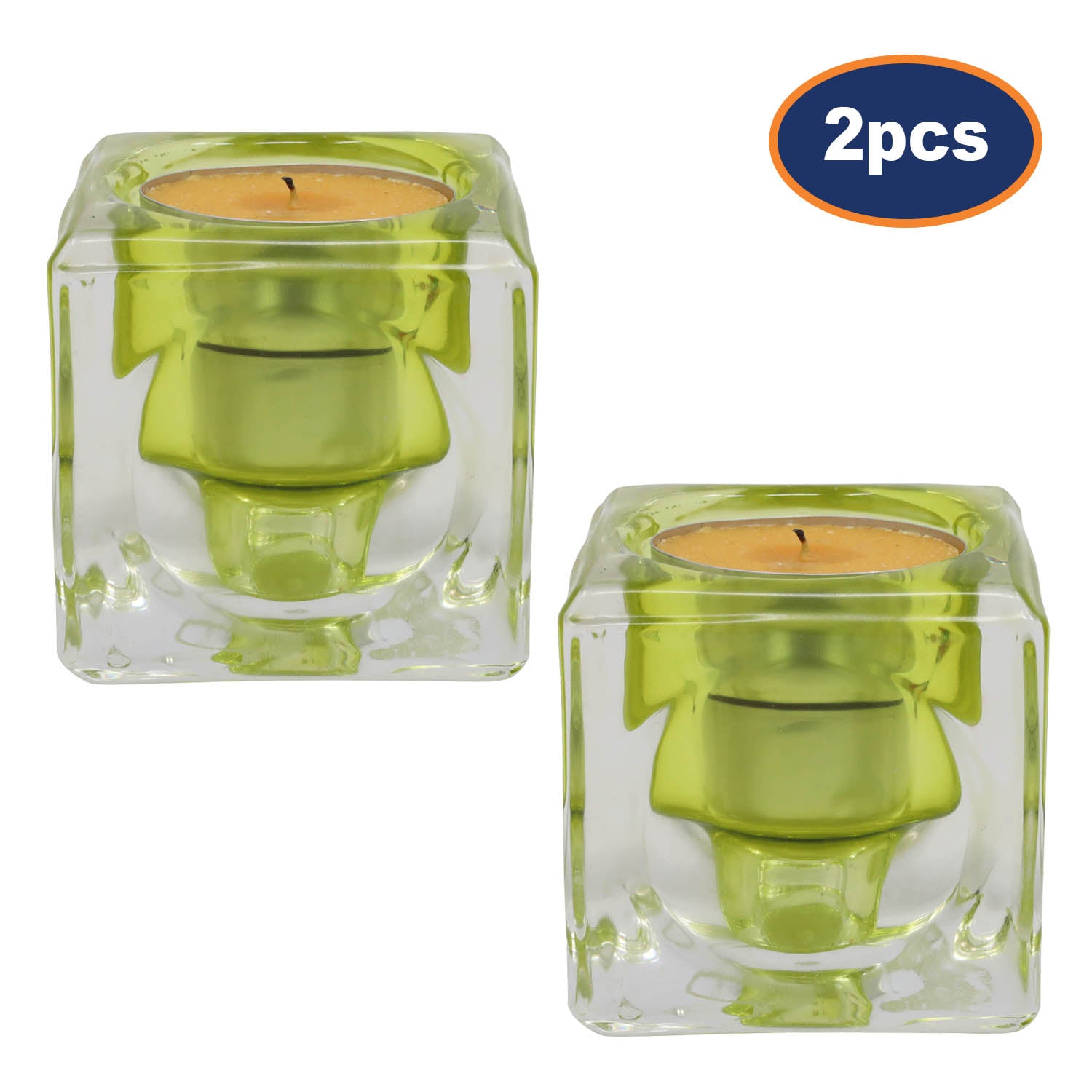 2Pcs Green Boheme Cube Tealight Holder