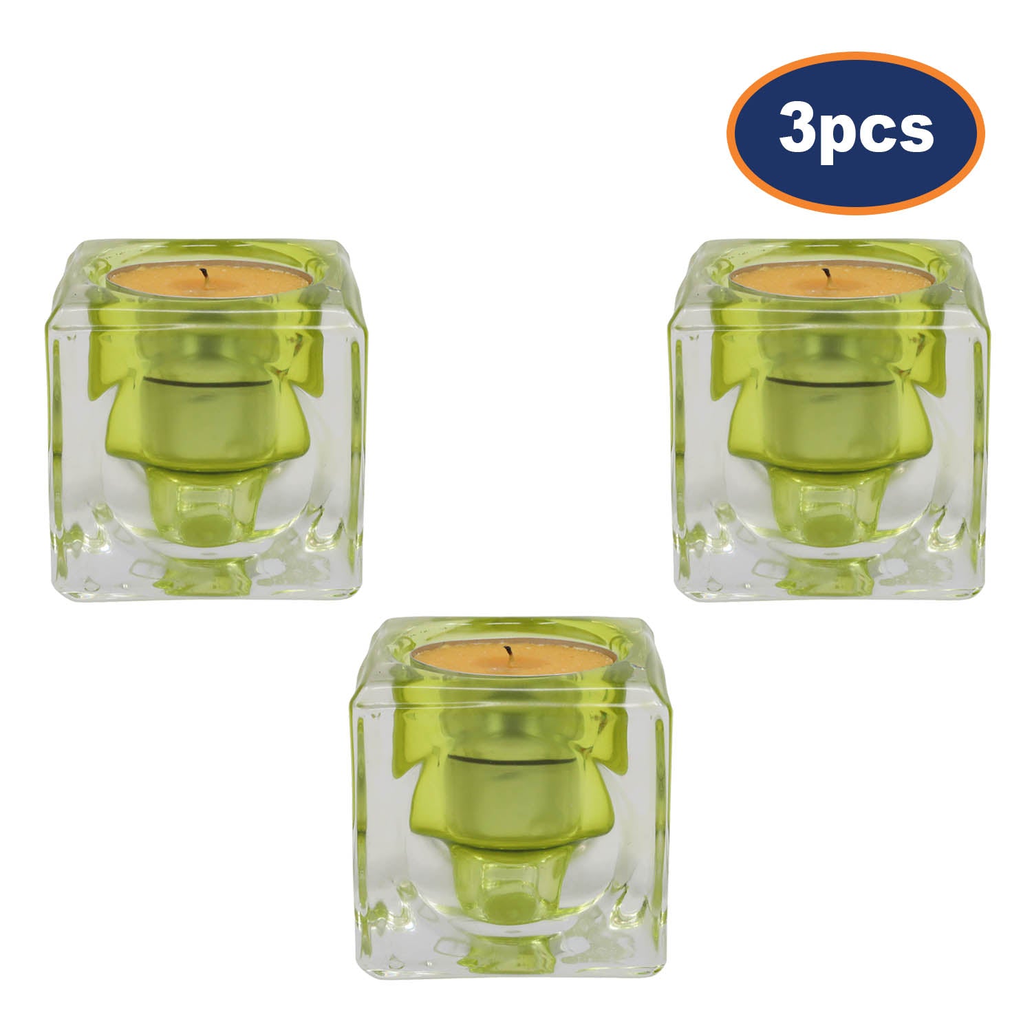 3Pcs Green Boheme Cube Tealight Holder