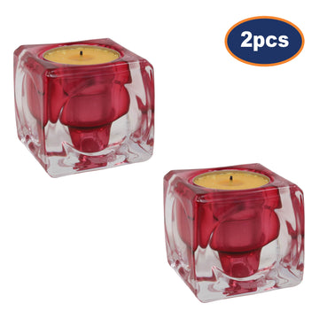 2Pcs Pink Boheme Cube Tealight Holder