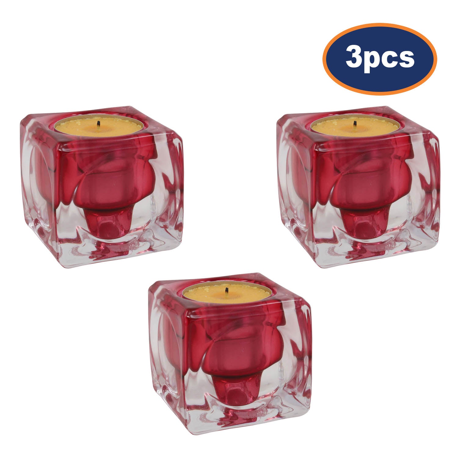 3Pcs Pink Boheme Cube Tealight Holder