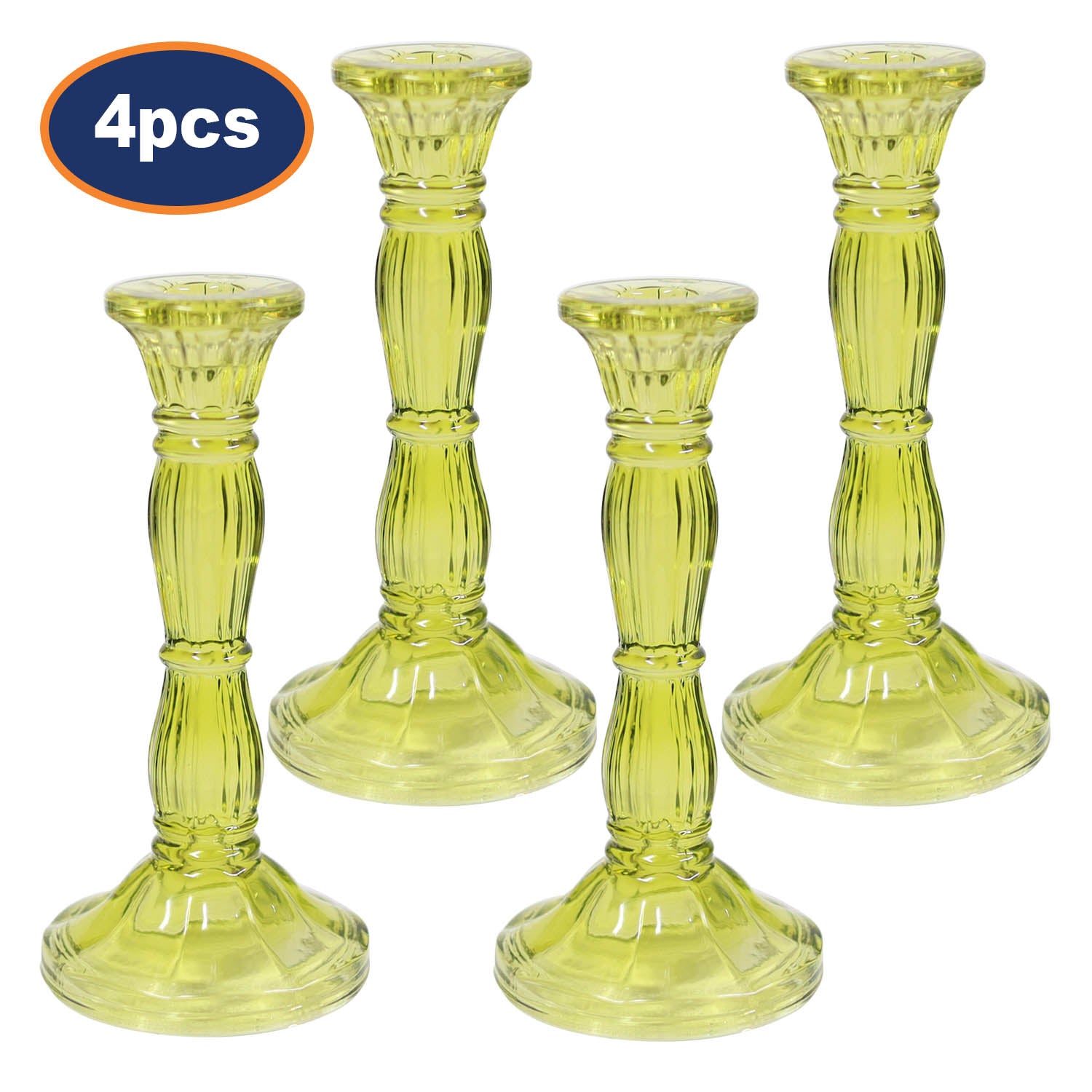 4Pcs Green Bohome Glass Candle Stick Holders