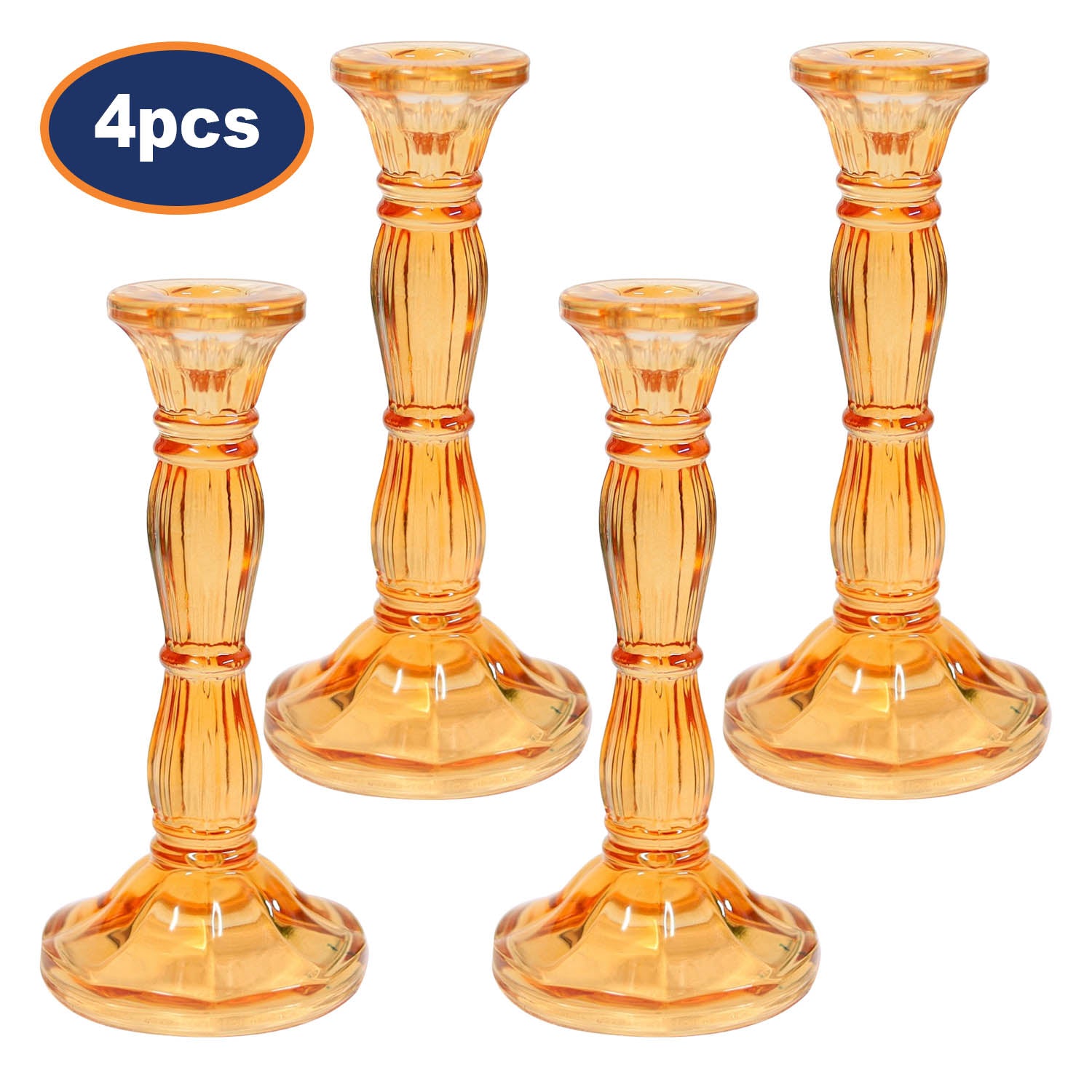 4Pcs Orange Bohome Glass Candle Stick Holders