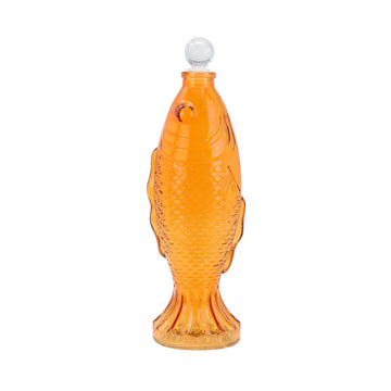 Fish Shaped Orange Glass Bottle