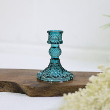Teal Dinner Candle Holder