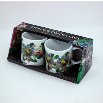 Set Of 2 60ml Floral Ceramic Coffee Cups