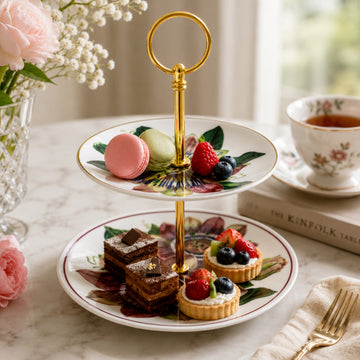2-Tier Floral Porcelain Mini Cake Stand