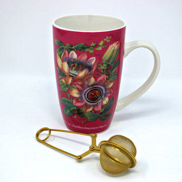 Pink Ceramic Tea Mug With Strainer