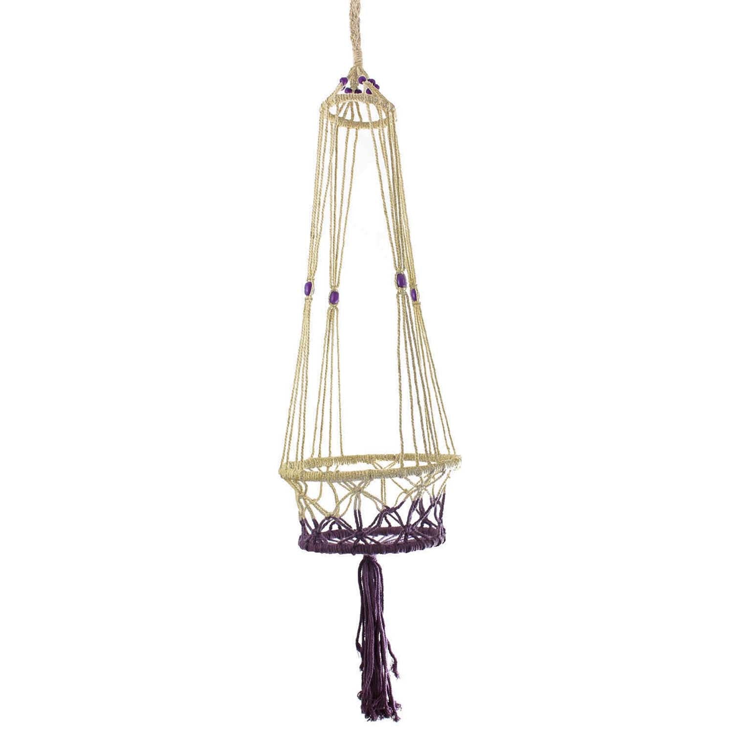 Temerity Jones Purple Macrame 2 Ring Plant Hanger