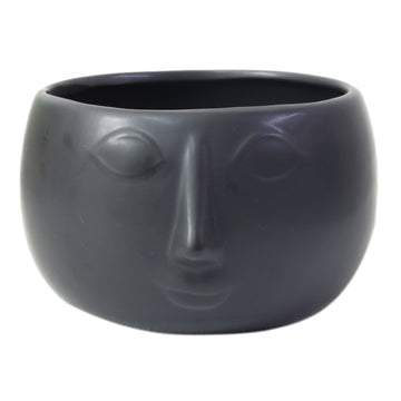 Black Ceramic Pagan Man Face Planter