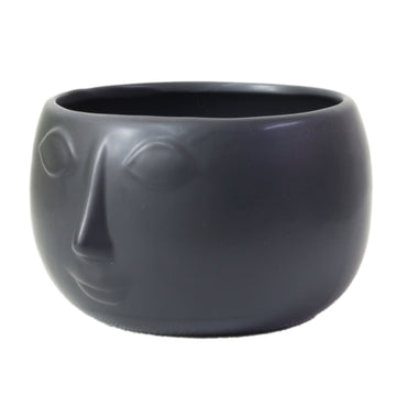 Black Ceramic Pagan Man Face Planter