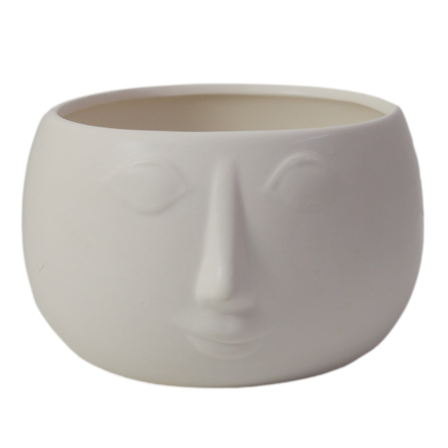 White Ceramic Pagan Man Face Planter