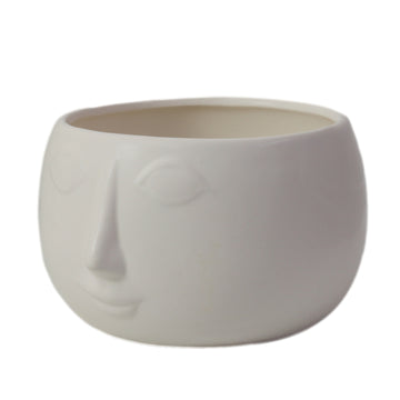 White Ceramic Pagan Man Face Planter