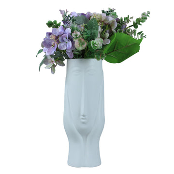 Tall White Ceramic Face Hands Cache Herbs Plant Pot Vase