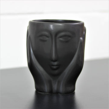 Small Black Ceramic Face Planter