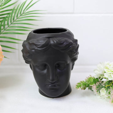 Black Monochrome Venus Head Shaped Succulent Plant Pot