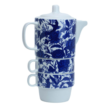 Ceramic Blue Willow Floral For 2 Teapot Kitchen Tea Cups