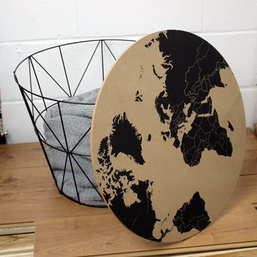 World Map Side/End Table MDF Lid Removable