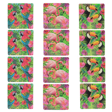 Set Of 4 Tropical Coasters With 3 Random Assorted Designs