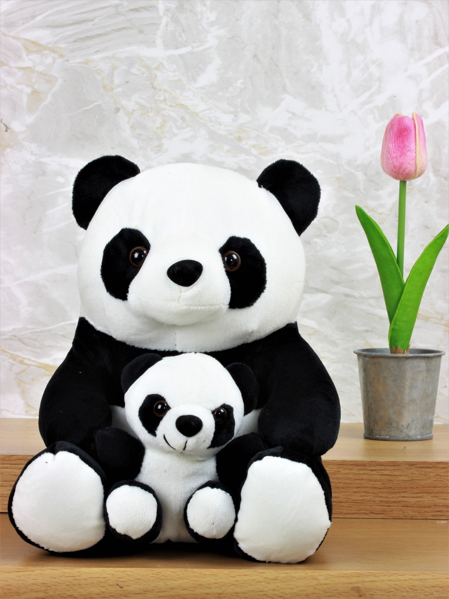 Adorable Black and White Panda Doorstop with Baby Home Door Stop Stopper Display
