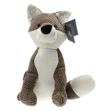 Textured Fabric Brown Fox Shape Weighted Doorstop Stopper