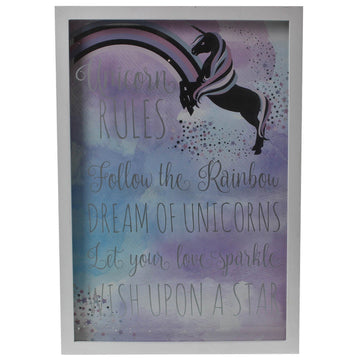 Unicorn Rules Follow The Rainbow Message Wall Hanging