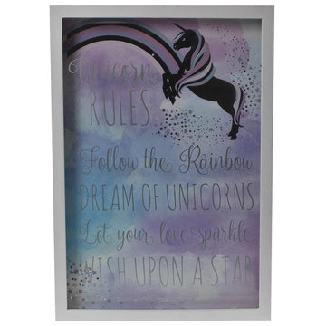 Unicorn Rules Follow The Rainbow Message Wall Hanging
