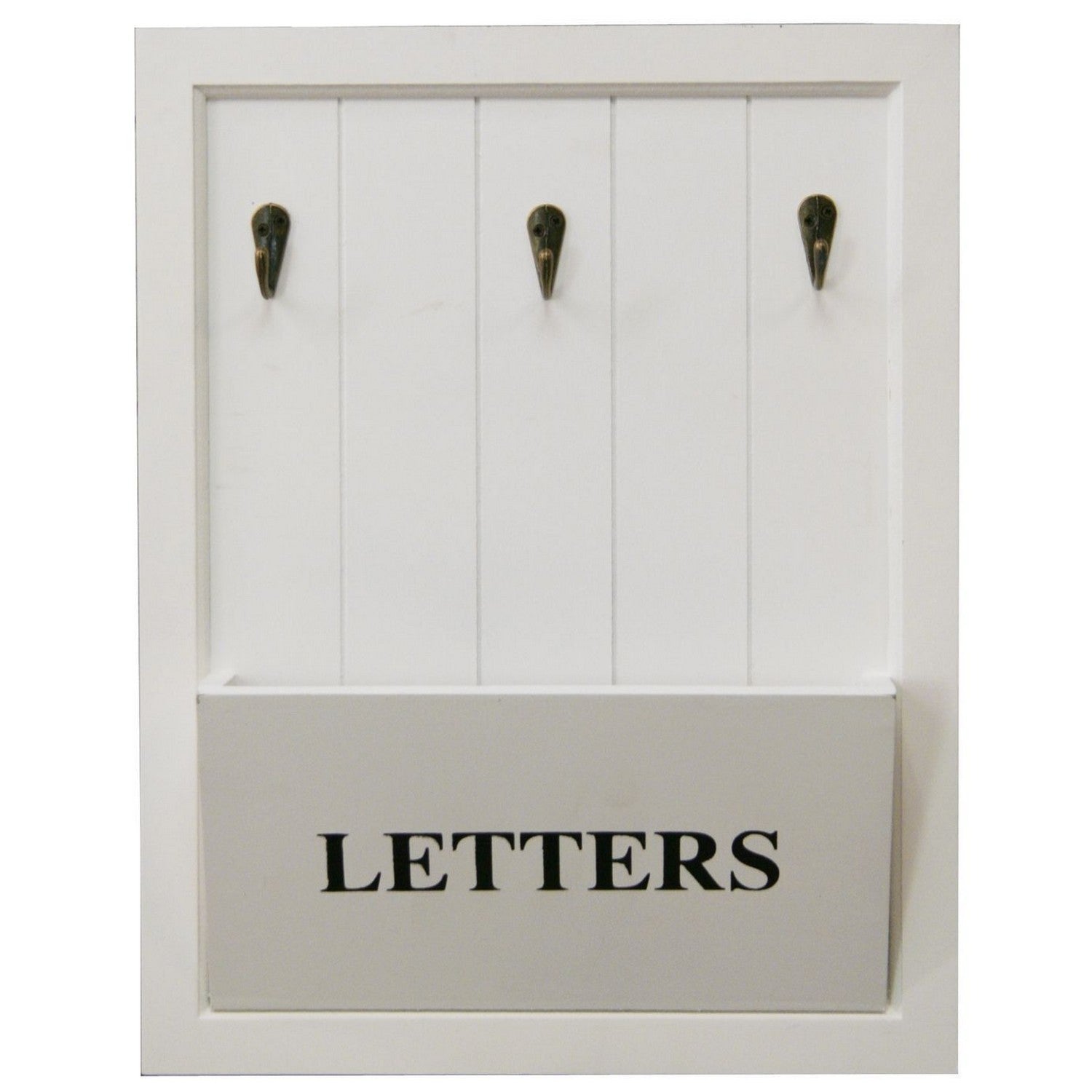 Vintage Letter Rack & 3 Key Holder Hooks House Storage