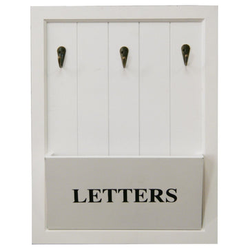 Vintage Letter Rack & 3 Key Holder Hooks House Storage