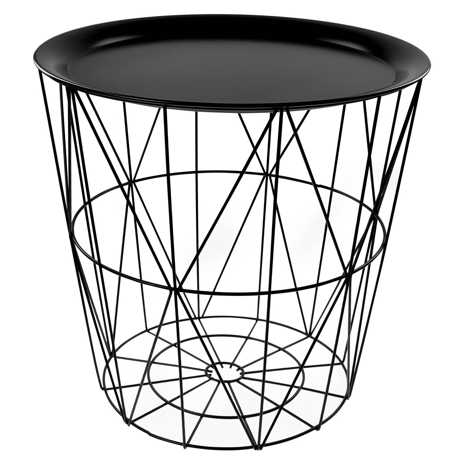 Black Round Metal Tray Side End Home Table