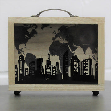 Wood & Glass Briefcase Money Box