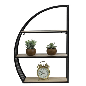 3 Tier Semi Circle Black Shelf Rack - Left Side