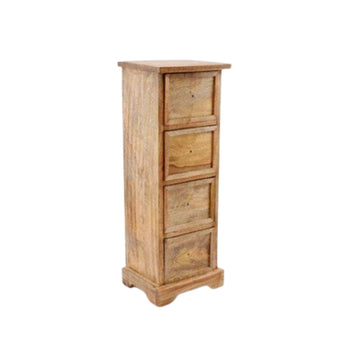4 Drawer Brown Wooden Tallboy Cabinet