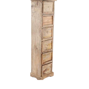 6 Drawer Brown Wooden Tallboy Cabinet