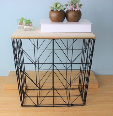 Black Foldable Wire Side Table