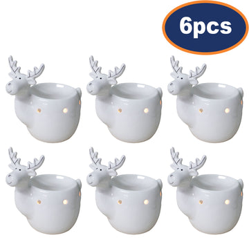 6Pcs Ceramic Reindeer White Wax Melting Oil Burner