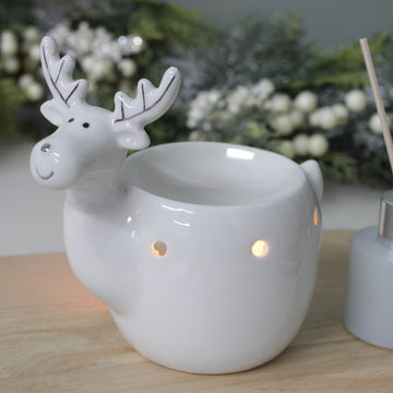 4Pcs Ceramic Reindeer White Wax Melting Oil Burner