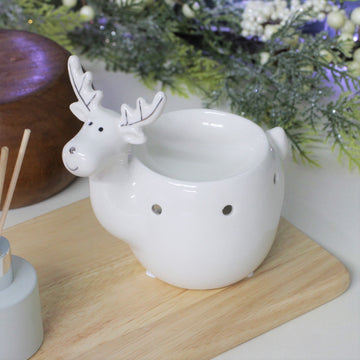 Ceramic Reindeer White Wax Melting Oil Burner