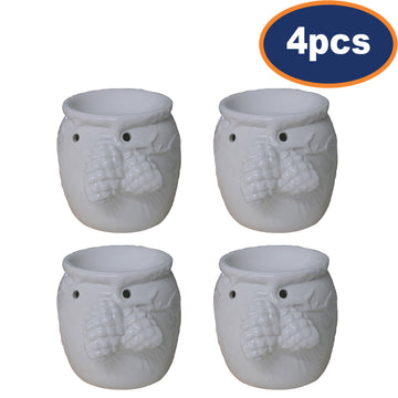 4Pcs White Ceramic Pines Wax Melt Holder