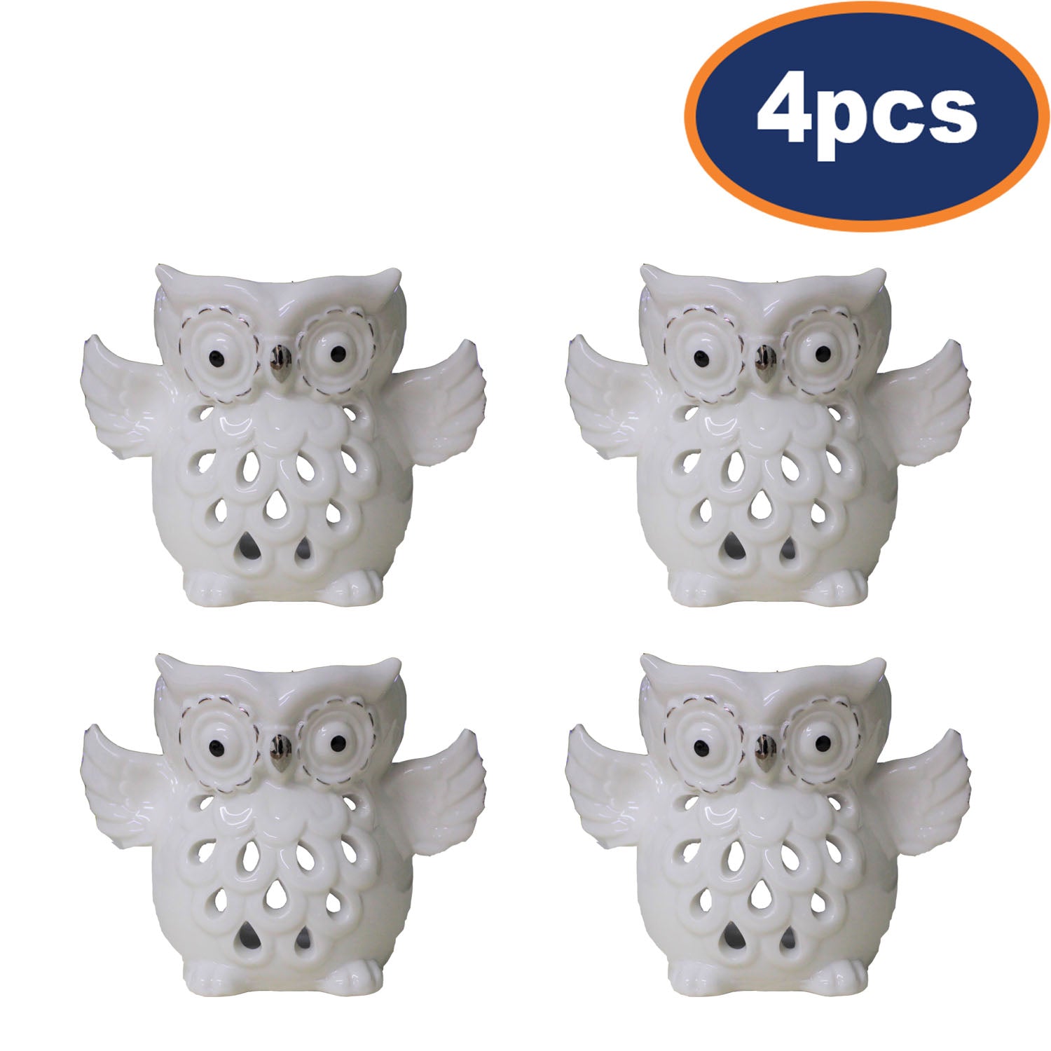 4Pcs White Ceramic Owl Cut Out Wax Melt Holder