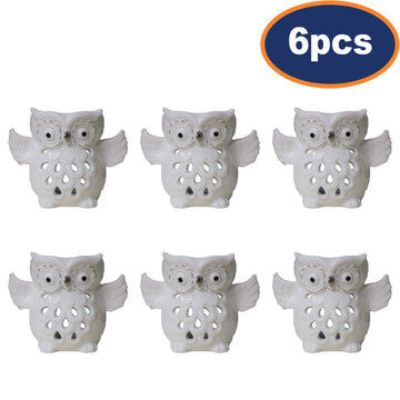 6Pcs White Ceramic Owl Cut Out Wax Melt Holder