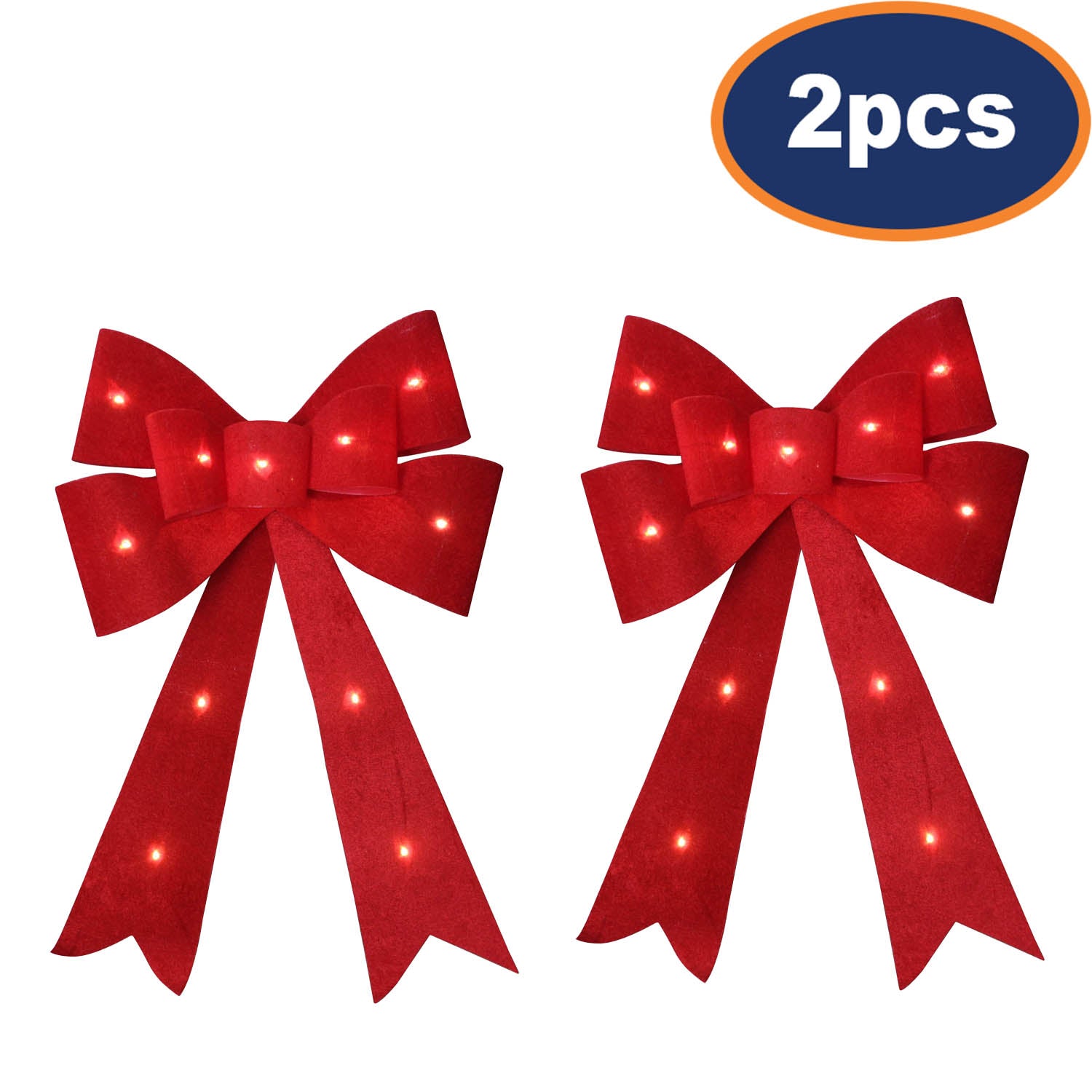 2Pcs 50cm Red Bow LED Light Up