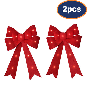 2Pcs 60cm Red Bow LED Light Up