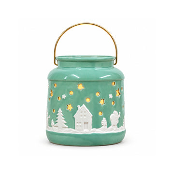 Large Sage Teal Christmas Tealight Holder