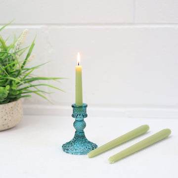 2Pcs Green Tapered Unscented Dinner Candles