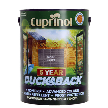 Cuprinol 5 Litre Ducksback Weatherproof Fence Paint - Silver Copse