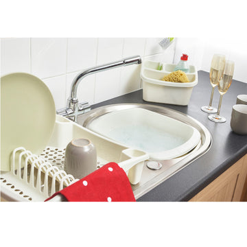9L Washing Up Bowl For Kitchen Plastic Rectangular Cream