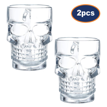 2Pcs Glass Skull Mug