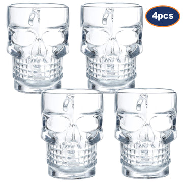 4Pcs Glass Skull Mug